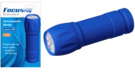 Focusray фонарь ручной 1005  (3xR03) 9св/д, синий/резина, влагонепроницаем, BL