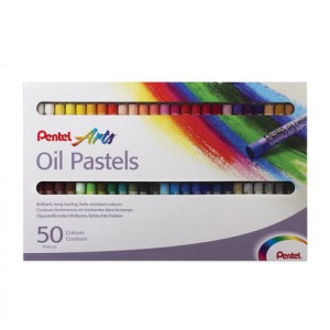 Пастель масляная художественная PENTEL "Oil Pastels", 50цв., круглое сечение,  PHN4-50