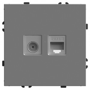 Stekker ЭМИЛИ мех. роз. TV + комп. СУ 1 мест. RJ-45 платиново-серый, soft touch RST00-5106-10 49950