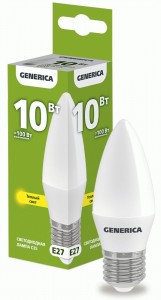 IEK GENERICA свеча C35 E27 10W(1000lm) 3000K 2K 37x100 матов. LL-C35-10-230-30-E27-G