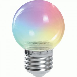 Feron шар G45 E27 1W RGB прозрачный плавная смена цвета 70x45 д/гирлянды "Белт Лайт" LB-37 38132