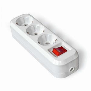 IONICH (UNIVersal) колодка 3 гн. 16А 250В (белая, земля, выкл., корп. PS) 1523