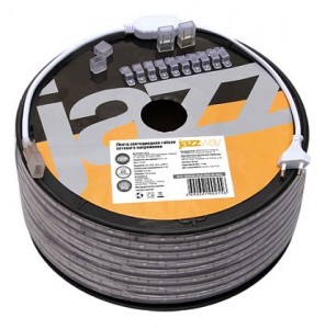Jazzway лента св/д  3,8W/м 220V 60Led/м IP68 красный (цена за м, бухт.100м!)  MVS-2835 .5004290