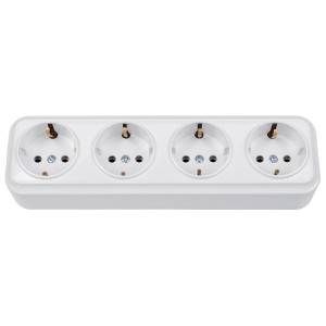 Bylectrica Вариант роз. 16А 4 мест. ОУ (земля) (корп. ABS) белый РА16-0182