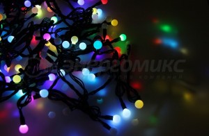 Гирлянда-нить ул. Мультишарики 100LED RGB 10м, d=17,5мм, черн. ПВХ, IP65 соед 303-509-2 Neon Night