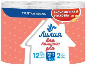 Туалетная бумага Лилия (12рул/уп) белая 2сл. (цена за уп)
