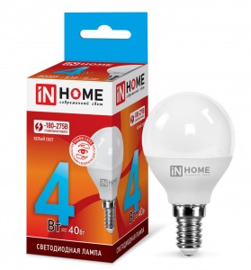 ASD/inHome VC шар P45 E14 4W(360lm) 4000К 4K 83x45 (без пульсации) 0531