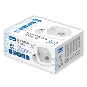 Uniel Standard сет. удл. ПВС 3x1.5 2 роз. 1,5м 16А 3 USB белый, земля S-GCD2-1,5SBU WHITE