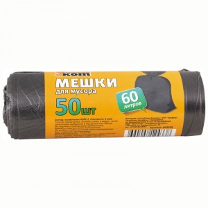 Мешки д/мусора, 60л, 6мкм, 50шт/рул, ПНД, черные 3928 Рыжий Кот (2 шт.)