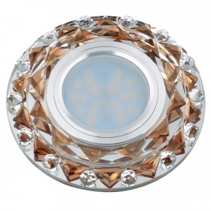 Fametto DLS-L130 GU5.3 св-к встр. Luciole стекло 100х20(13) коричневый /хром, подсветка LED3W