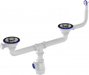 Aquant Сифон для кухни 3 1/2"х40 сдвоенный, с круглым переливом, D0142-4-MR