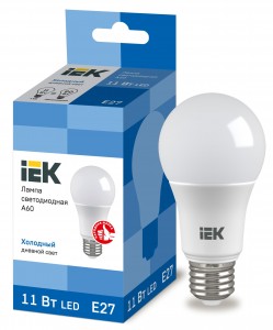 IEK ЛОН A60 E27 11W(990lm) 6500К 6K 110х60 матов. ECO LLE-A60-11-230-65-E27