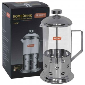 Чайник/кофейник (френч-пресс) 1000мл, Caffe, нерж сталь/стекло, B535-1000ML Mallony 950081