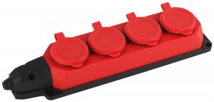 ЭРА колодка ОУ четверная 4 гн. с загл. каучук 16A 220-240V IP44 красная K-4e-RED-IP44 5100 (Турция)