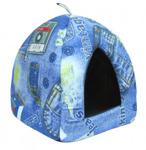 Лежак домик-вигвам для кошек/собак Джинс (30*30*37см), Э22239-2 Зооник