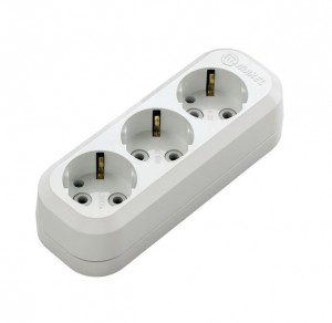 Makel роз. колодка 3 гн. 16А 250В (корп. ABS, белая,земля) MGP131