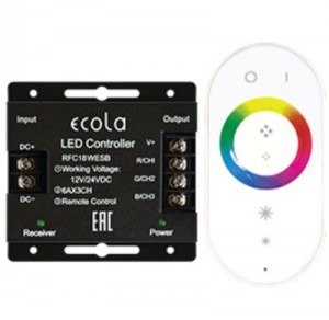 Ecola Контроллер 12V 216W(24V 432W) 18A RGB с кольцевым сенсорным белым радиопультом RFC18WESB
