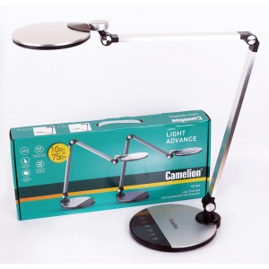 Camelion KD-865 C03 св-к св/д настольный 10W(600lm) 3000-6000K сенсор/рег.ярк, серебро