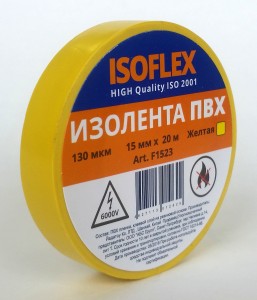 ISOFLEX изолента 15/20 желтая, 130мкм, F1523