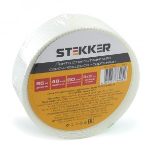 STEKKER Лента самоклеящаяся "серпянка", 60 г/м 48 мм, 85 м, белая INTP11-6048-85 39913