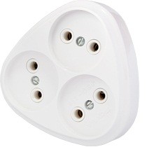 Bylectrica разветвитель (тройник) 3 роз. 16А белый (круглый, плоский) РВ16-258