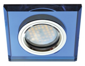 Ecola DL1651 MR16 GU5.3 св-к Квадрат Стекло Голубой/Хром 25x90x90 FL1651EFF