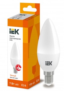IEK свеча C35 E14 7W(630lm) 3000K 2K 100x35 матов. ECO LLE-C35-7-230-30-E14