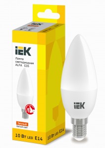 IEK свеча C37 E14 10W(900lm) 3000К 2K 112х37 матов. ALFA LLA-C35-10-230-30-E14