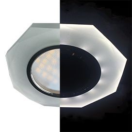 Ecola LD1652 MR16 GU5.3 св-к Стекло 8-угольник подсветка 4K Матовый/Хром 25x90 SL1652EFF