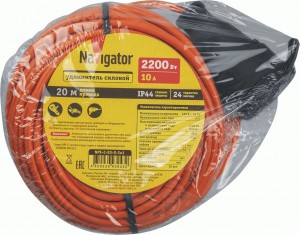 Navigator Удлинитель-шнур NPE-C-20-X-2х1 б/з 20м ПВС 93943
