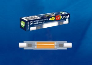Uniel лампа св/д прожекторная J78 R7s 7W(560lm 360°) 4000K 4K прозрачн 13x78 LED-J78-7W/4000K/R7s/CL