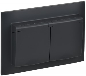 IEK SKANDY роз. СУ 2 мест. 16А IP44 (крышка) графит SK-R12G SK-R26-16-44-K53-F