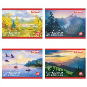 Альбом д/рисования, МАЛЫЙ ФОРМАТ А5, 40 л., скоба, обложка офсет, ПИФАГОР, 200х148 мм, "Природа" (4
