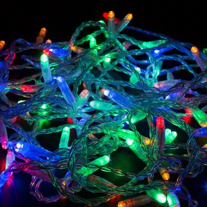 Гирлянда-нить ул. 100LED разноцв 10м прозр.ПВХ без б/п (код634330/677681)IP65 соед 305-189Neon Night