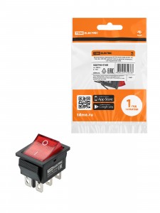 TDM выключатель клавишный KCD4-202N красный 250В, 2P, 15А, (6с), ON-ON, LED SQ0746-0168