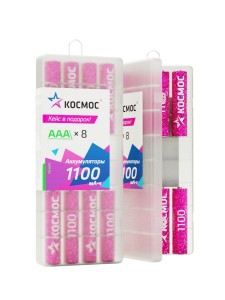 Ак-р Космос AAA /R03 1100mAh Ni-MH Box8 пластиковый кейс