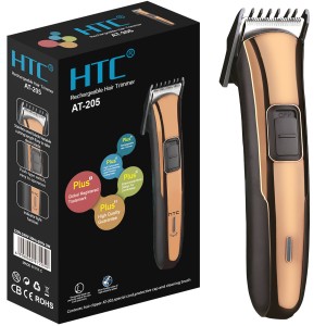 Машинка д/стрижки HTC AT-205 Черный/золото, 3Вт, 4 уровня стрижки, лезвия-нерж.сталь, от сети/аккум.