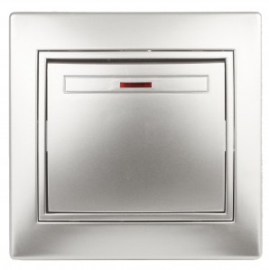 Intro Plano выкл. СУ 1 кл. инд. 10А, 250В, алюминий, 1-102-03 7010