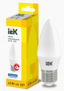 IEK свеча C37 E27 10W(900lm) 6500К 6K 108х37 матов. ALFA LLA-C35-10-230-65-E27