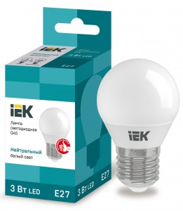 IEK шар G45 E27 3W(210lm) 4000K 4K 78x45 матов. ECO LLE-G45-3-230-40-E27