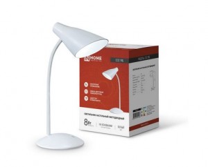 ASD/inHome св-к настольный св/д ССО-19Б 8W(480lm) 6500K 6K сенсор/диммер., белый 1063
