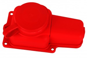 Volsten розетка прямая ОУ 1 гн. с загл. каучук 2P+PE 1x16A 220-240V IP44 красная, 14437
