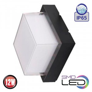 HOROZ Садовый св-к св/д 12W 700Lm IP65 4200K 4K 160x160x100 ABS-пластик квадрат черный 076-022-0012
