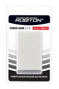 Универсальный внешний аккумулятор ROBITON POWER BANK Li7.8-W 7800мАч белый BL1, 15288