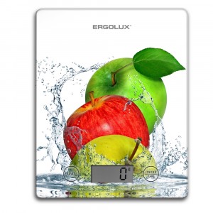 Весы кухон. эл. ERGOLUX ELX-SK02-С01 Яблоки, до 5 кг, 20*14cм, ЖК дисплей, 1xCR2032  84645