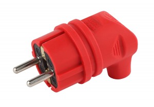 ЭРА вилка угловая каучук V9-RED 2P+PE 1х16А 220-240V красная IP44 4981 (Турция)