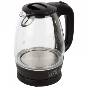 Чайник электр. HomeStar HS-1012 Черный (диск, 1,7л), 2,2кВт, стекло, пластик, подсветка 3567