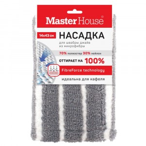 Насадка МОП для швабры плоская/микрофибра с карманами 14*43см, Джайв/МОРМ-3, 60308 Master House