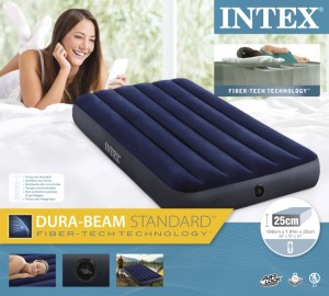 Матрас надувной 99*191*25см (64757) синий (Fiber tech) Кинг Intex