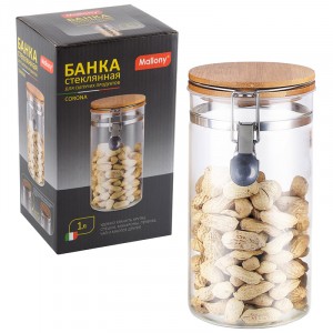 "Банка д/сыпучих продуктов Mallony CORONA, 1л, с крышкой, стекло 4454